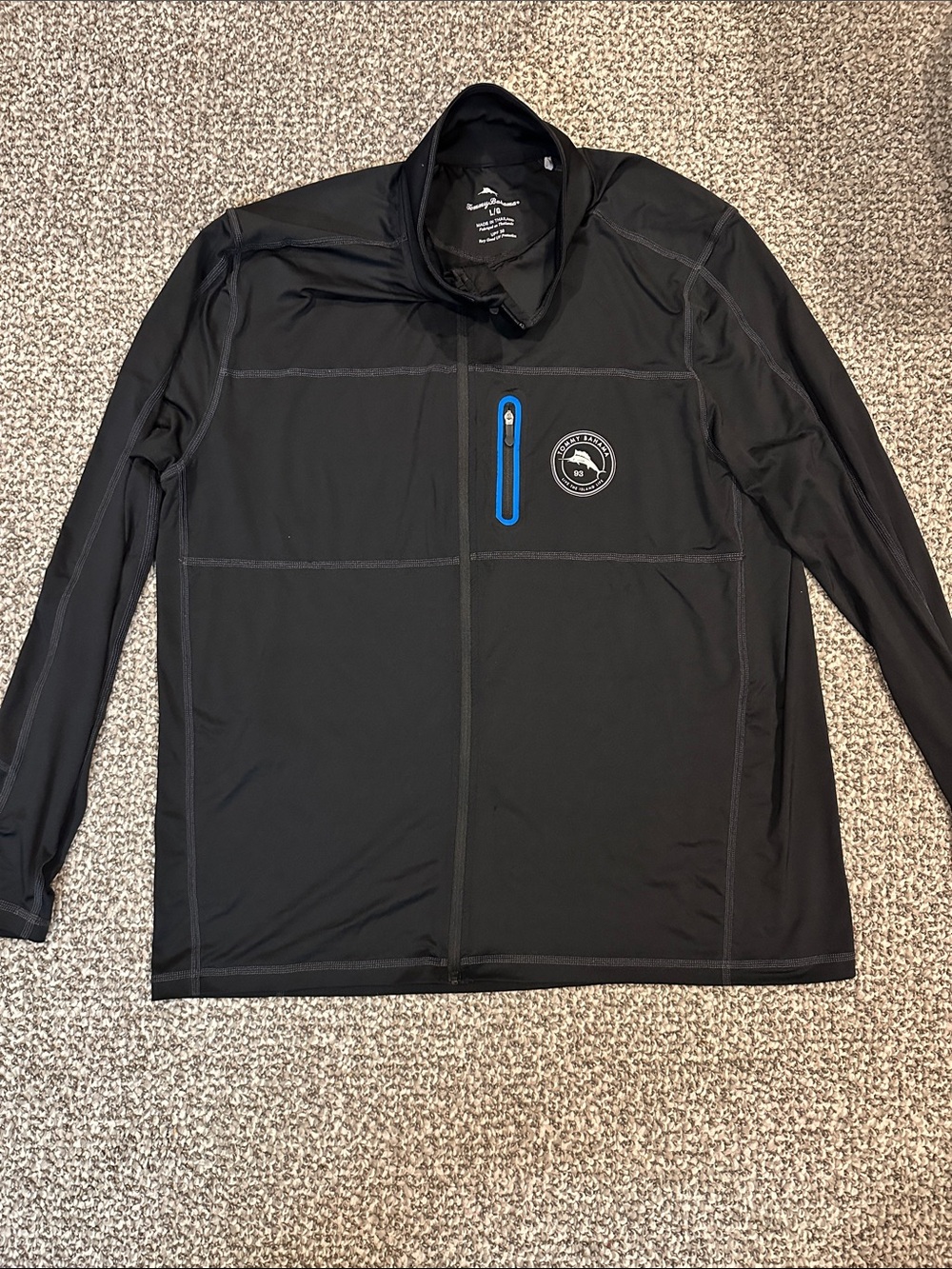 Tommy Bahama Black Performance Full-Zip with Blue Accent